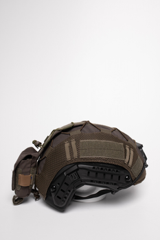 Комплект кавер (чехол) для шлема Fast и подсумок карман (противовес) для аксессуаров на кавер, Олива