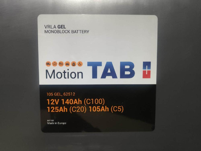 Тяговий акумулятор TAB Motion VRLA 105 GEL (12V 140/125/105 Ah (С100/С20/С5), 173*264 *345 мм., Словенія, 2022 р., гелевий, для інверторів та ДБЖ)