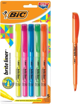 Набір текстових маркерів 5 шт BIC Brite Liner Highlighter Кольоровий (BLP51W-Ast) (B000Q5ZGIA)