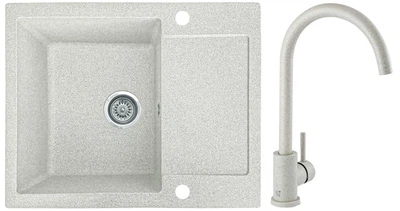 Мойка кухонная, прямоугольная, композитная Valetti 26D 62х50см Терра + смеситель