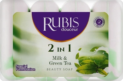 Мило "Молоко та зелений чай" - Rubis Care Milk & Green Tea Beauty Bar 4x90g (4x90g) (963466-1224849-2)