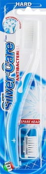 Зубная щетка Silver Care Plus Жесткая со сменной головкой Голубая (4338) (8009315043414)