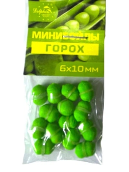 Міні бойли DOLPHIN тонучі смак ГОРОХ (6*10мм-14шт/упак) -10упак.
