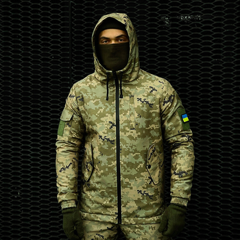 Куртка тактична чоловіча з флісом Softshell Terra Hot зелений піксель M