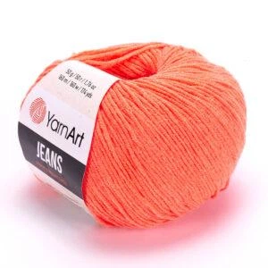 Турецька пряжа для в'язання YarnArt Jeans (Джинс) напівбавовна 61 кораловий неон
