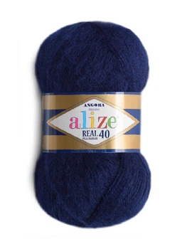 Пряжа для ручного вязания Alize ANGORA REAL 40 (ангора Реал 40)-58 темно-синий