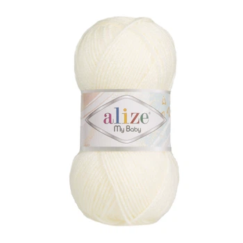Турецкая пряжа для вязания Alize My baby&nbsp;(май беби) 100% акрил для детей - 62 молочный