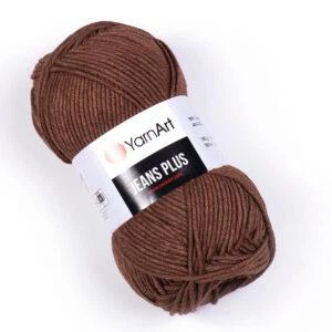 Турецкая пряжа для вязания YarnArt Jeans Plus (джинс плюс) полухлопок толстая пряжа 70 коричневый