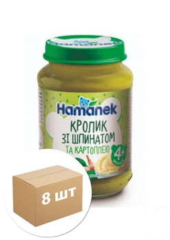 Пюре м'ясо-рослинне кролик зі шпинатом і картоплею Hamanek, 190г уп 8 шт (88164)