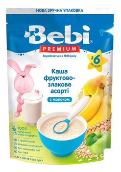 Каша Bebi PREMIUM молочна Bebi PREMIUM Фруктово-злакове асорті 1х200 г (90621)