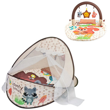 Манеж для немовляти музичний 2 в 1 Tiibaby 66526A C з розвиваючим килимком Бежевий (66528A-RT)