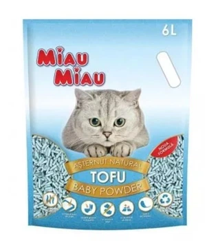 Наповнювач для котячого туалету MIAU MIAU, тофу, з ароматом дитячої пудри, 6л