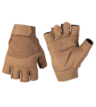Перчатки короткопалые без пальцев Mil-Tec легкие защитные воздухопроницаемые туристические полевые Fingerling рукавицы из нейлона регулируемые XL Койот