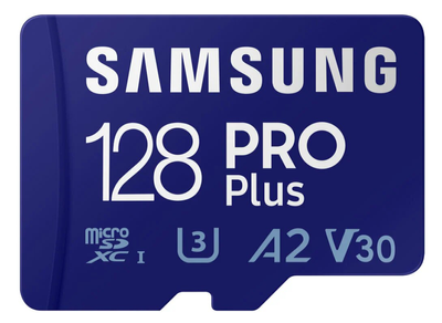 Samsung PRO Plus microSDXC 128GB UHS-I U3 V30 A2 + SD адаптер (MB-MD128SA/EU)