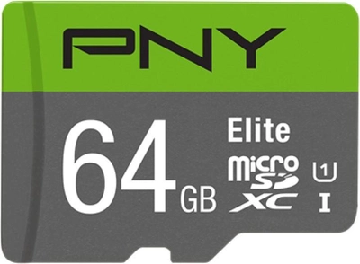 PNY microSDXC Elite 64GB Class 10 UHS-I + SD-адаптер (P-SDUX64U185GW-GE)