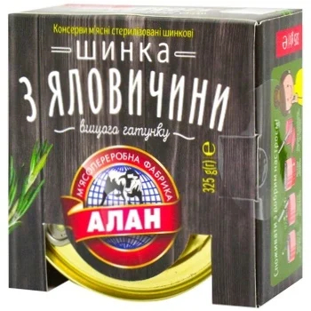 Мясная консерва Алан Ветчина из говядины 325 г (4823036503750)