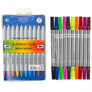 Фломастеры двусторонние COLOR-IT 10 цветов - COLOR-IT - CR550-10-2