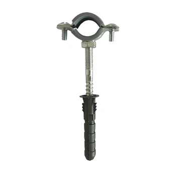 Хомут в сборе CR 3/8″ (16-19мм) с винтом-шурупом 8*80 и дюбелем в уп., серый