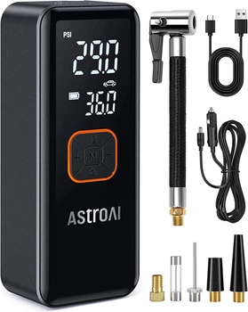 Портативный насос для накачки шин AstroAI Tire Inflator с аккумулятором 6600 мАч и шнуром постоянного тока