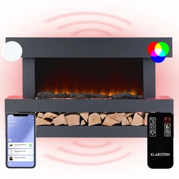 Електрокамін Klarstein Studio Light & Fire 3 Smart WiFi Fireplace Сірий