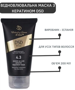 Відновлювальна маска з кератином для поліпшення структури волосся і стимуляції їх росту DSD de Luxe 4.3 Dixidox Keratin Treatment Mask (200 мл)