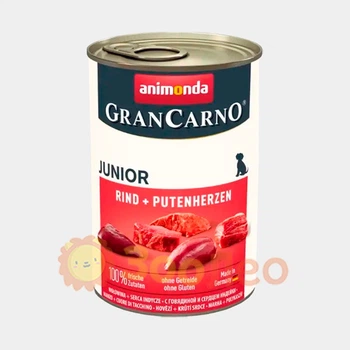 Вологий корм Animonda GranCarno Junior Beef + Turkey hearts з яловичиною та індичкою для цуценят, 400 г
