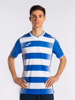 Підліткова футболка для хлопчика Joma Europa V 102838.702 129-140 см Синій/Білий (8445456393641)