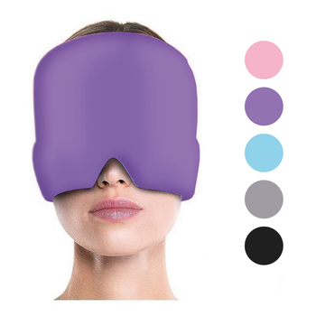Маска шапочка для облегчения головной боли от мигрени стресса опухших глаз шапка с холодным компрессом фиолетовая