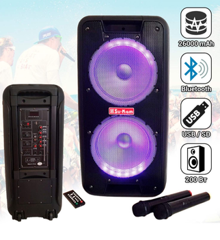 Акустична система UBL 1010 Partybox з MP3 USB/ SD/ FM радіо/ Bluetooth/ Акумулятор/ 2 радіомікрофона