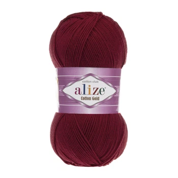 Турецкая пряжа для вязания Alize COTTON GOLD (Котон Голд) полухлопок 390 вишня