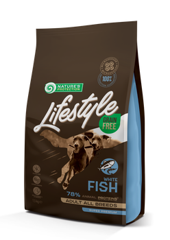 Сухой беззерновой корм Nature's Protection Lifestyle (Натур Протекшн Лайфстайл) Dog Grain Free White Fish Adult All Breeds для взрослых собак всех пород с мясом белой рыбы 1.5 кг (арт NPLS45684)