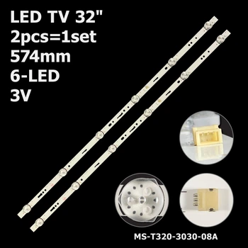 LED підсвітка TV 32" 574mm 6-led MS-L3287 V1 MS-L2430 V2 MS-T320-3030-08A MC-32A06X DCCV320H1-F01 2pcs=1set