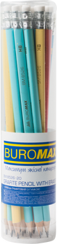 Набор карандашей графитовых Buromax Pastel HB с ластиком ассорти 20 шт (BM.8526-20)