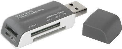 USB-кард-рідер Defender Ultra Swift USB 2.0 4USB Чорно-сірий (83260)(83260)