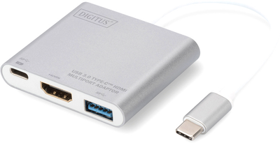 Hub USB Digitus USB Type-C - HDMI, USB 3.0, USB-C 3 porty srebrny (DA-70838-1)
