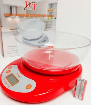 Ваги кухонні Domotec DT-01 Червоні із чашею до 5 кг.
