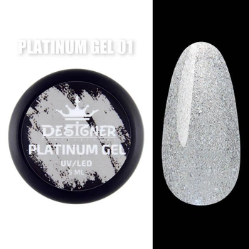 Гель с шимером Platinum Gel (белый №1, 5 мл) Дизайнер для маникюра и педикюра