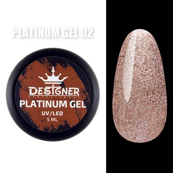 Гель с шиммером Platinum Gel (Бронза №2, 5 мл) Дизайнер для маникюра и педикюра