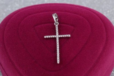 Крестик Xuping Jewelry тонкий ровные края 2.7 см с фианитами серебристый