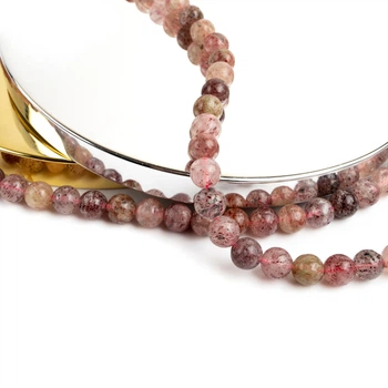Набор бусин для рукоделия Натуральный камень (strawberry quartz_8mm)
