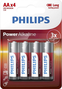 Батарейки Philips Power Alkaline LR6 AA 1.5 В 4 шт. (LR6P4B/10)