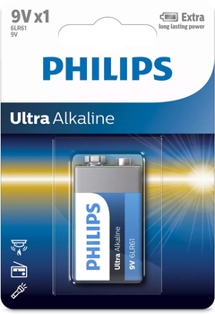 Bateria Philips Ultra Alkaline 6LR61 BLI 1 szt. (6LR61E1B/10)