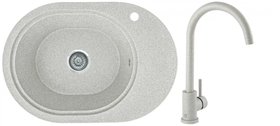 Мойка кухонная, гранитная, овальная Valetti 62R 62х43см Терра + смеситель