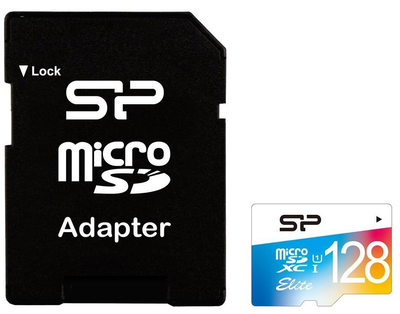 Silicon Power microSDXC 128 GB Class 10 UHS-I Elite Color + adapter (SP128GBSTXBU1V20SP)