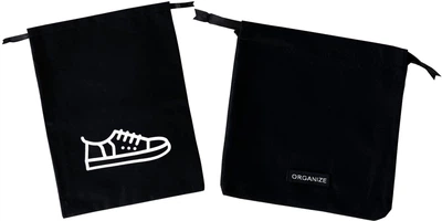 Набір Мішечок-органайзер ORGANIZE для подорожей – взуття Чорний (M-shoes-black) + Мішечок-органайзер ORGANIZE для подорожей маленький – без накатки Чорний (M-x-small-black)