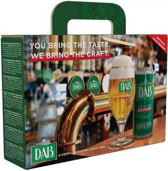 Подарунковий набір пива DAB Export 5% 0.5 л x 1 шт + DAB Wheat Beer 4.8% 0.5 л x 1 шт + DAB Maibock 7% 0.5 л х 1 шт + DAB Ultimate Light 4% 0.5 л х 1 шт (4001982209111)