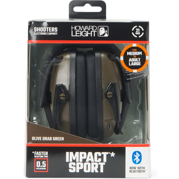 Навушники з активним шумоподавленням для стрільби Howard Leight Impact Sport Bluetooth OD R-02548OD green