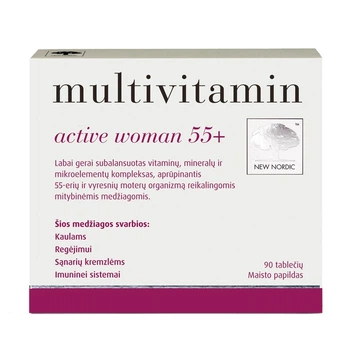 Вітаміни для жінок 55+. Мультивітамін актив для жінок 55+. Multivitamin active women 55+. New Nordic табл №90