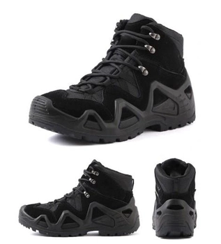 Тактичні водостійкі шкіряні бойові черевики 40 розмір Чорний (Alop)