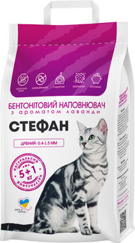 Наповнювач для котячих туалетів STEFAN 6200 із запахом лаванди міні 0.4 - 1.5 мм Рожевий 6 кг (4823089358925)
